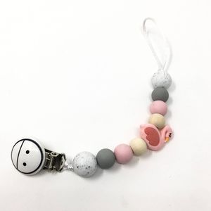 Flamingo pink & grey 2-in-1 Pacifier / Teether cli